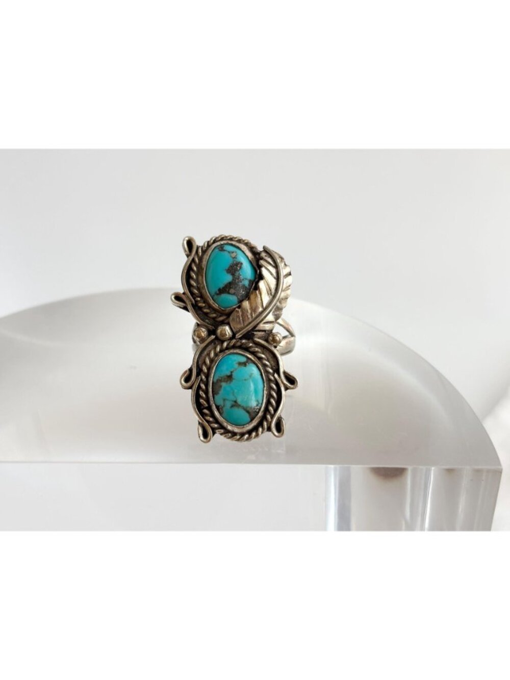 Southwest American Navajo Turquoise Sterling Silver 925 Vintage Ring - sz 7.5 - Picture 8 of 13